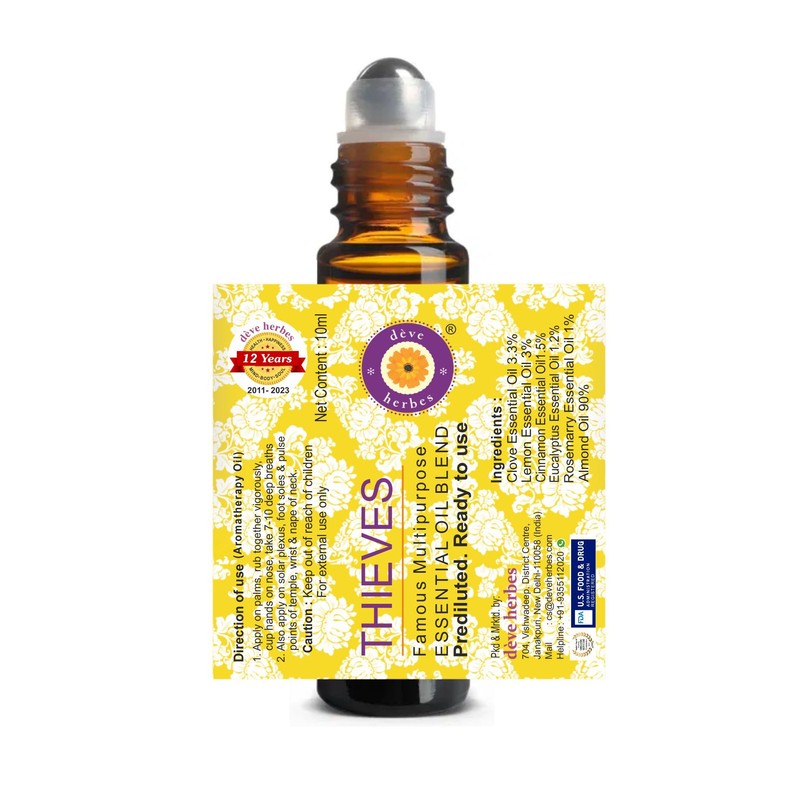 Deve Herbes Thieves Multipurpose Essential Oil Blend Pre Diluted Ready