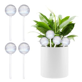 FLORA GUARD Plant Watering Globes, 4-PCS Glass Self Watering Planter Insert, Rhombus Patterned Water Globes, Automatic Plant Waterer Bulbs Devices