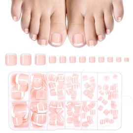 Pack of 120 French False Toenails for Sticking Kit, 12 Sizes Natural Acrylic Artificial Toenails for Pressing, Full Cover Toe Nails Tips, Fake Toenails Tip for Nail Decoration