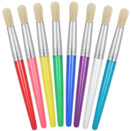 JCF Kids Paint Brushes 8 Pcs Round-Tipped Painting Brushes Set Colorful Art Paint Brush Set for Kids Beginners Art Supplies Suitable for Acrylic Oil Watercolor Gouache Painting