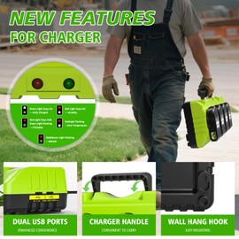 Replace Ryobi 18V 4-Port Multi Battery Charging Station with Dual USB, Compatible with Ryobi 18V Battery and Supports Fast Charging for 12V / 20V ONE+ Batteries P100, P102, P103, P107, P108, P200