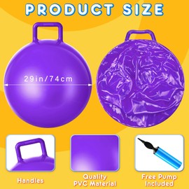 Lewtemi 2 Pcs 29 Inch Big Bouncing Ball with Handle Jumping Hopper Bouncy Ball for Adults Exercise and Air Pump for Outdoor Sports Game(Blue, Purple)