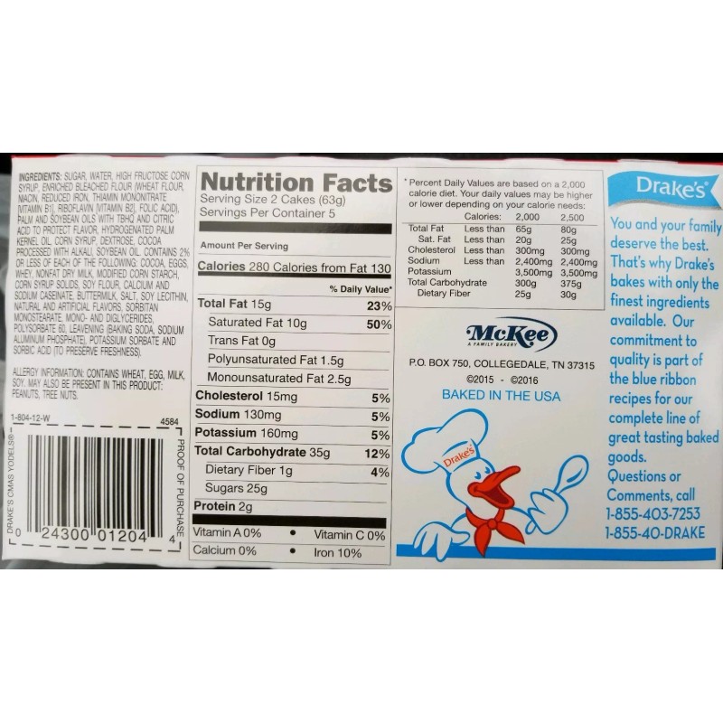 Drakes Box of 10 Drake's YODELS Vanilla Creme Filled Devils