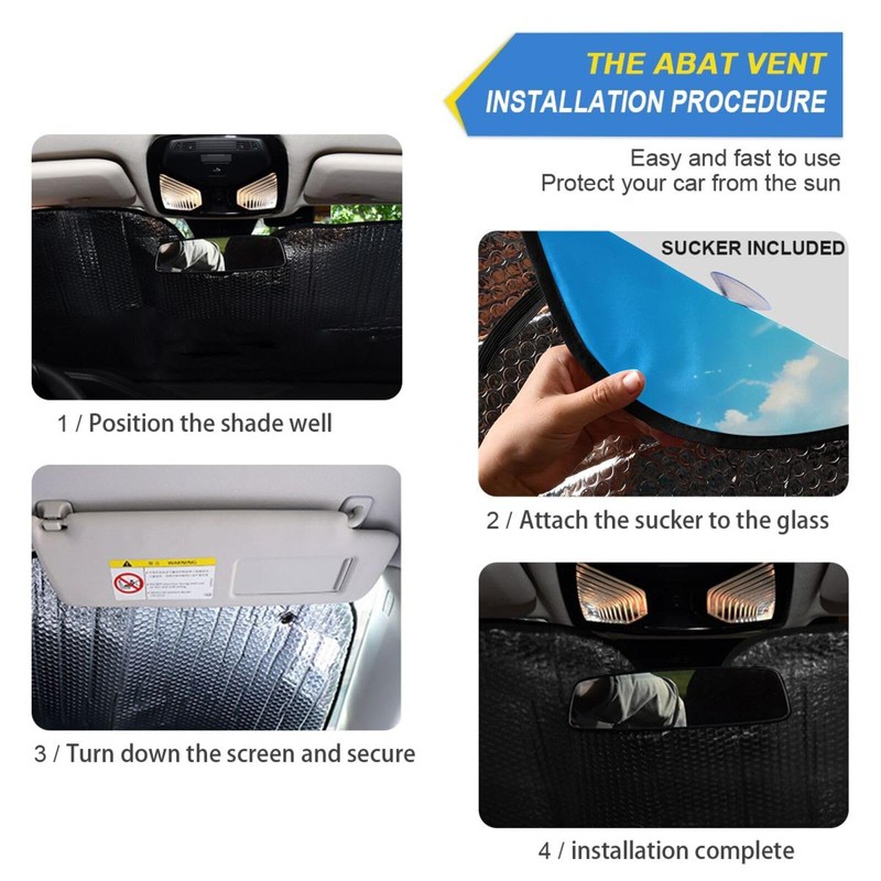 Car Windshield Sunshade, Blue Sky Whales Foldable Auto Window Sunshade,