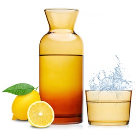 Wrenbury Vintage Bedside Carafe and Glass Set - Mouthwash Water Carafe with Cup for Bathroom - Amber Decanter for Nightstand - Glass Pitcher - 23.66oz