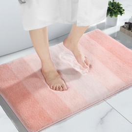 Yimobra Luxury Fluffy Bathroom Rug Mat, Extra Soft Comfortable Plush Absorbent Microfiber Bath Rugs, Thick Non Slip Shaggy Bath Mats for Bathroom Floor, Tub and Shower, Machine Wash, 32"x20", Pink