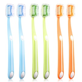 Frekare Medium Toothbrushes for Adults, Toothbrush Medium Bristles with Covers for Travel, Deep Plaque & Stain Removal, 6 Count