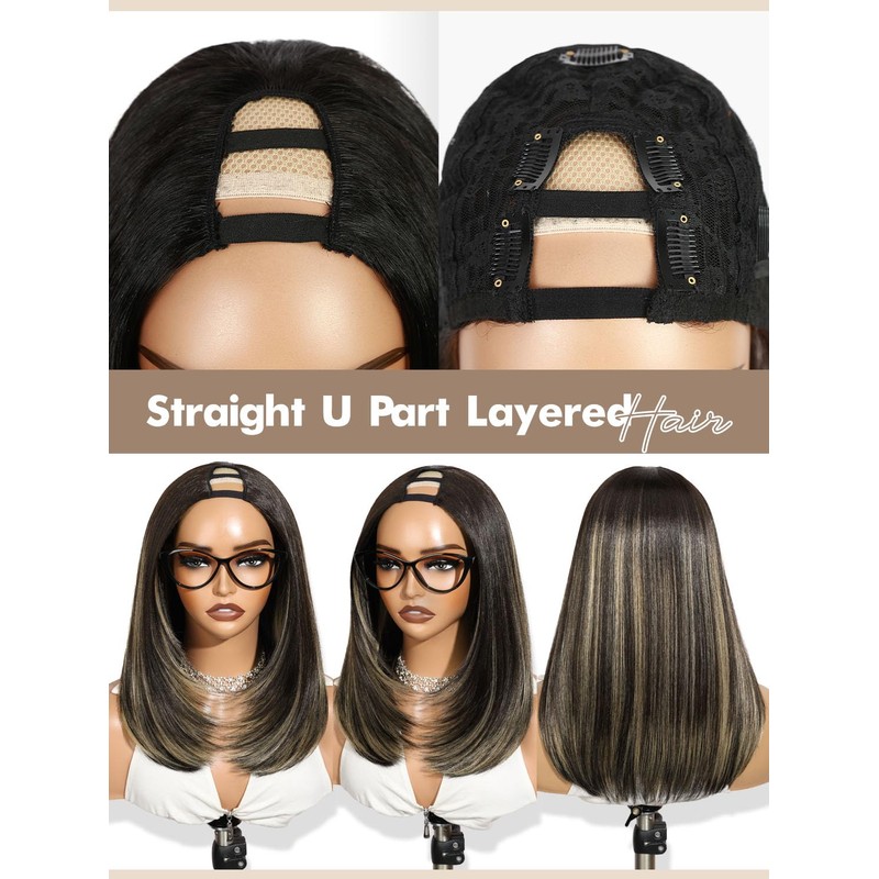 Layered Straight U Part Wig Straight V Part Wig Bob