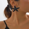 Starfish Earrings for Women Boho Starfish Stud Earrings Silver Black