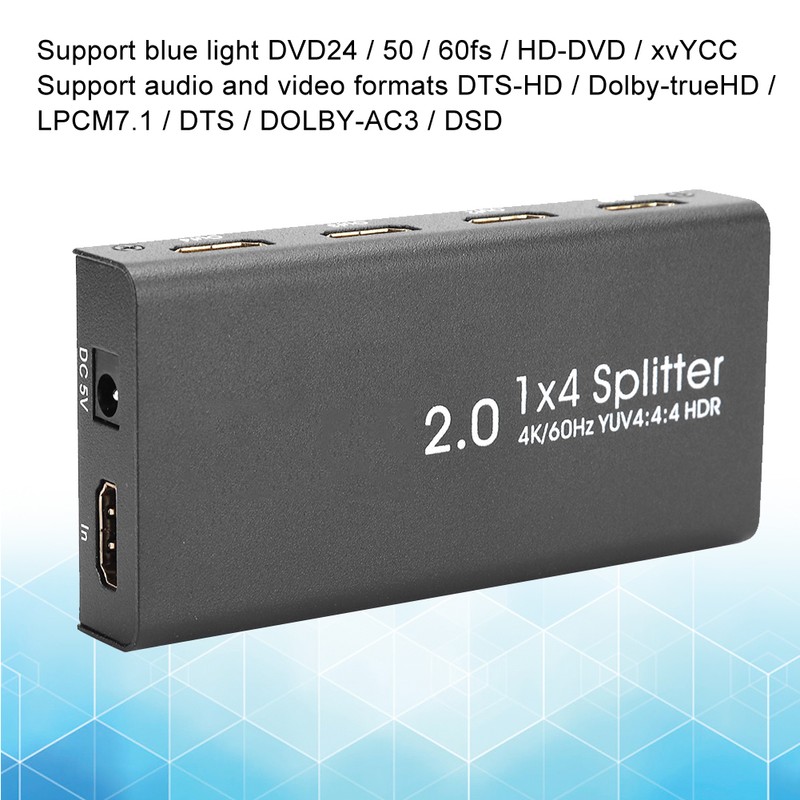1x4 HDMI 2.0 Splitter 1 in 4 out Video Distributor