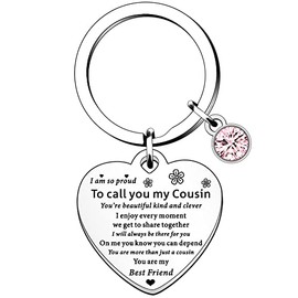 HULALA Cousin Gifts For Women Girls Cousin Friendship Keyring Key Ring Keychain Birthday Christmas I Am So Proud To Call You My Cousin