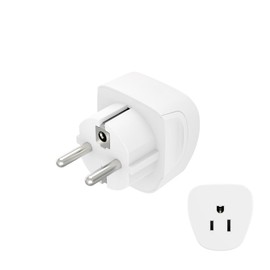 Hama Travel Adaptor Type E and F, Travel Plug USA/Canada/America/Japan/etc. to Europe (Universal, Can be Used in Most European Countries and Many Others, 3 Pin) White