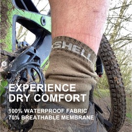 DexShell Ultra Thin Waterproof Socks for Men & Women, Thinnest Lightweight Hiking Biking Everyday Wear, Breathable PFOA-Free Membrane with Bamboo Rayon Inners - Unisex LG, Olive