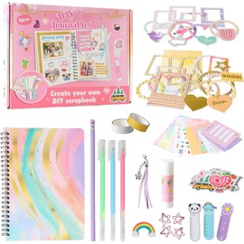 Kit de Diario para Niñas de 5 a 13 Años - 80 Piezas Set de Papelería para Diarios Bricolaje, Manualidades Creativas y Scrapbooking - Incluye Marcadores, Pegatinas, Marcos de Fotos y Más - Regalo Perfecto para Adolescentes y Niñas