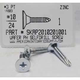 AMERICANINTEGRATEDSUPPLY.COM #10-24x1 Wafer Head Phillips Self Drilling Screws Steel Zinc Plated (30)