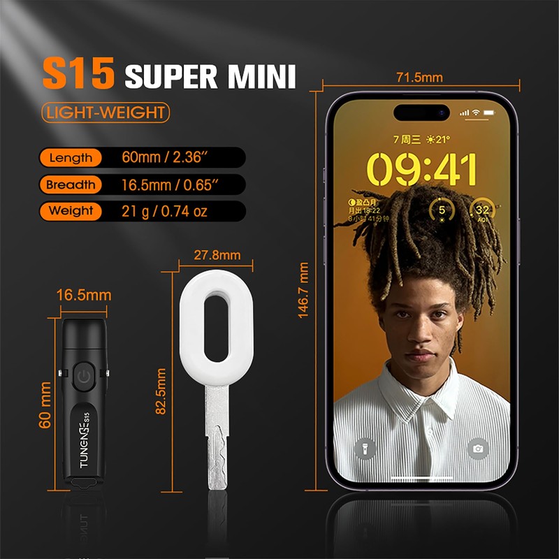 TUNENGE S15 Keychain Flashlight- Super Bright 650 High Lumens,UCB C
