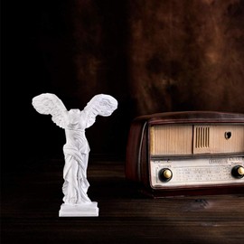 QOTSTEOS Winged Victory of Samothrace Statue, Greek Goddess Statue Sculpture, Resin Victoria Figurine Desktop Ornament Decoration for Home,Office(White,size:S)