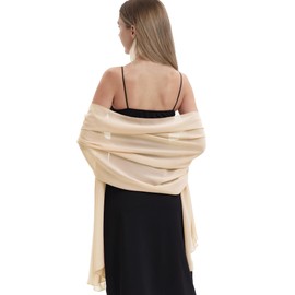 Hotshawl Chiffon Shawls and Wraps for Evening Dresses Women Elegant Soft Scarf Bridal Scarve Wedding Stole (Champagne(chiffon), One Size)