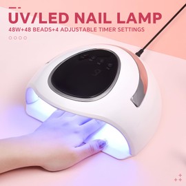 siyuwuro UV LED Nail Lamp Set with UV Gloves 48W Nail Dryer for Gel Nail Polish UV Light for Nails with Smart Sensor 4 Timers, Nail Salon, Home DIY Use, Gift for Women Girls (White Set)