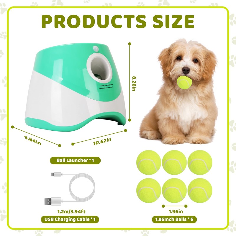Automatic Ball Launcher for Dogs, Interactive Dog Ball Thrower with