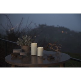 Luminara Realistic Artificial Moving Flame Outdoor Pillar Candle - Moving Flame LED Battery Operated Lights for Outside Christmas, Thanksgiving - Remote Ready - Remote Sold Separately - 3.25" x 5"