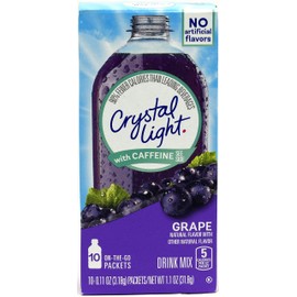 Crystal Light On The Go Grape With Caffeine Drink Mix, 10-Packet Box (Pack of 7)