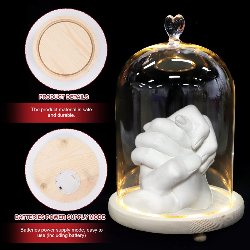 Beaupretty Romantic Couple Hand Ornament with Glowing Glass Dome Cover