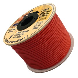 VILIGO Scout Cord - Nylon Braid (3.8mm) - Made of 7 Nylon Strands, 1 Line and 1 Jute String - Survival Rope for Camping and Outdoor Activities (30m, Ruby)