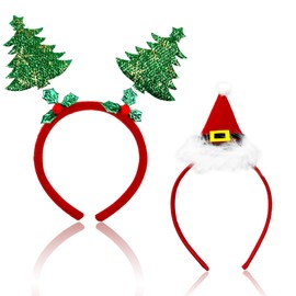 Christmas Headband, 2 Pieces Christmas Headband Adults, Christmas Hair Hoop Child, Headpiece Christmas, Christmas Head Jewellery, Christmas Decorations for Children and Adults (B)