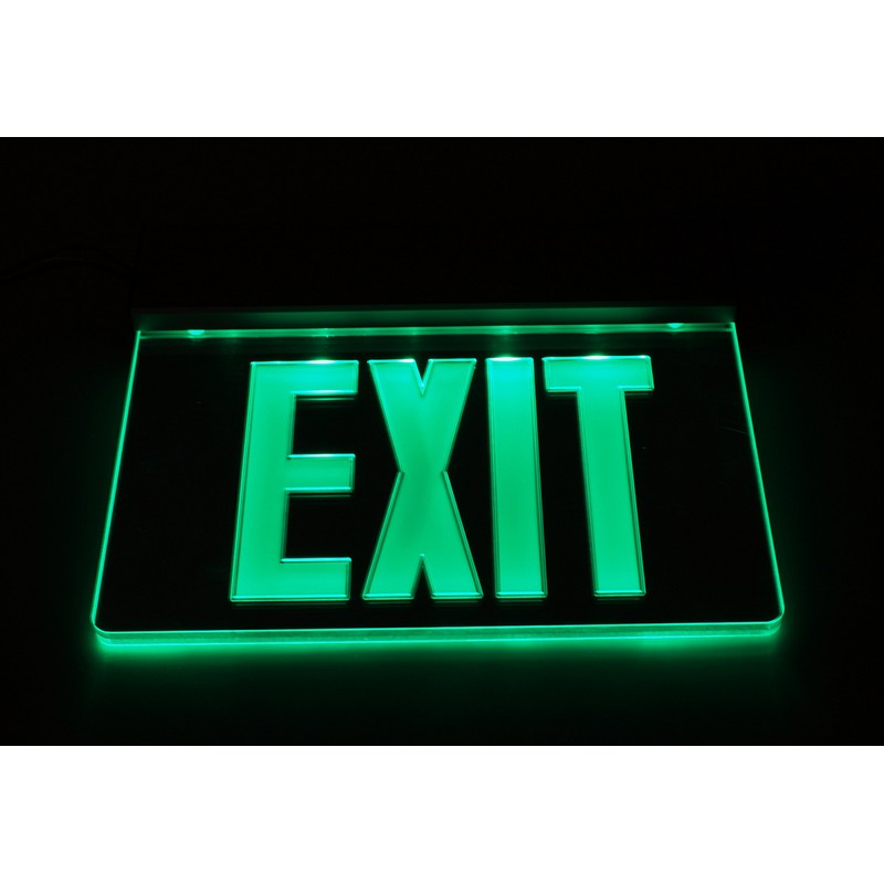 NICOR Lighting LED Emergency Exit Sign, Mirrored with Green Lettering
