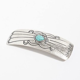 E EMZHOLE Large Hair Barrettes for Women Thick Hair, French Barrette Hair Clips Retro Metal Turquoise Ponytail Clamps Clasp Stylish Hair Accessories for Women Mother (Silver)
