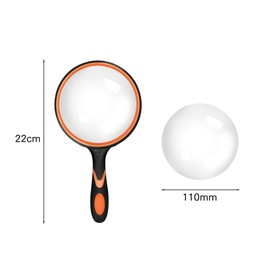 110mm Magnifying Glass Shatterproof Magnifying Glass with Soft Grip Reading Magnifier for Seniors and Kids Large for Science Books, Hobby Observation & Reading (Orange)