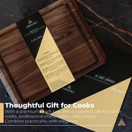 Black Walnut Cutting Board With Juice Groove 12x16, Premium 1" Thick Wood Cutting Board For Kitchen, Reversible, Edge Grain - Wood Charcuterie Boards, Chopping Board & Unique Gifts for Cooks