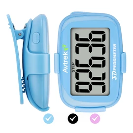 AVTREK Precise 3D Walking Pedometer Huge Display Digital Pedometer for Running with Time Display and LED Backlight (Blue)