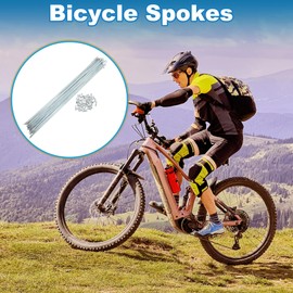 A ABSOPRO 36 Set 14G Bicycle Spokes 285mm Bike Wheel Spokes Galvanized Carbon Steel Silver Tone
