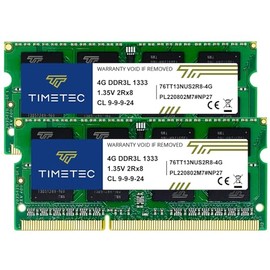 Timetec Hynix IC DDR3 1333MHz PC3-10600 unbuffered, non-ECC 1.5V CL9 2Rx8, dual rank, 204 pin SODIMM laptop / notebook memory module upgrade