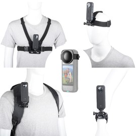 TANSUO 10 Pieces Action Camera Accessories Suitable for Insta360 X4/ X3/ Ace Pro, Chest Strap, Head Mount, Wrist Strap, Quick Clip Mount and Lens Cap Protector, Compatible with GoPro Hero, SJCAM