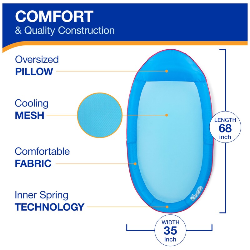 SwimWays Spring Float Premium Hammock Pool Lounger, Inflatable Pool Floats