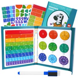 OFFCUP Magnetic Fraction Educational Puzzle, Magnetic Fraction Tiles & Fraction Circles, Magnetic Fraction Puzzle Math Fractions Manipulatives for Kids Preschool Elementary School （Zebra）