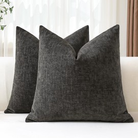 JOTOM Set of 2 Cushion Covers 40x40 cm Soft Chenille Dark Grey Decorative Throw Pillow Covers 16x16 Inch Square Cushion Case Solid Pillowcases for Couch Sofa Living Room Bed Home Decor (Dark Grey)