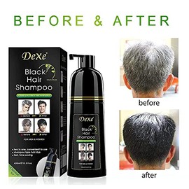 Champú para teñir el cabello Dexe de 14,1 onzas líquidas, cobertura para cabello gris, tinte para cabello negro, champú para teñir el cabello, cabello negro