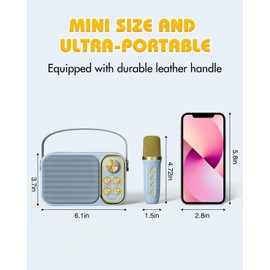 BESCOST Mini Karaoke Machine for Kids Adults, Portable Bluetooth Speaker with 2 Wireless Microphones, Kids Karaoke Machine for Girls Boys, Toys Birthday Gifts for 3-12+ Years Old Toddler (Blue)