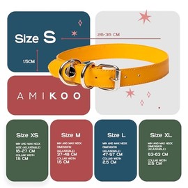 AMIKOO | Collar para Perro | Diseño Artesanal Mexicano | Hecho de Piel Vegana | Compra con Causa | Accesorios para Perros | Cruelty Free | Amarillo | Talla S