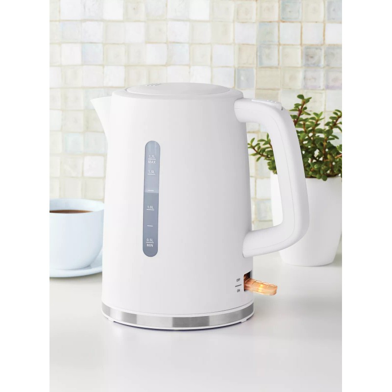 Mainstays 1.7L Electric Kettle, Color White, New Condition, Model MS8400778514-3