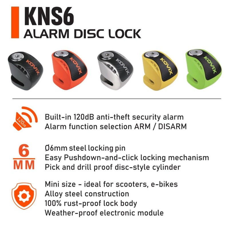 KOVIX Overlord Series Alarm Disc Lock - Motorcycle Security with