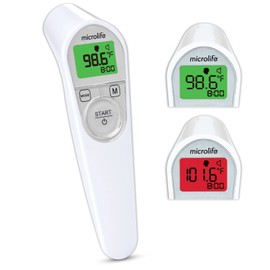 Microlife Infrared No Touch Digital Forehead Thermometer - Ideal for Kids, Baby & Adults, Backlit LCD Screen, Fever Alarm, Memories, Fast, Reliable and Accurate