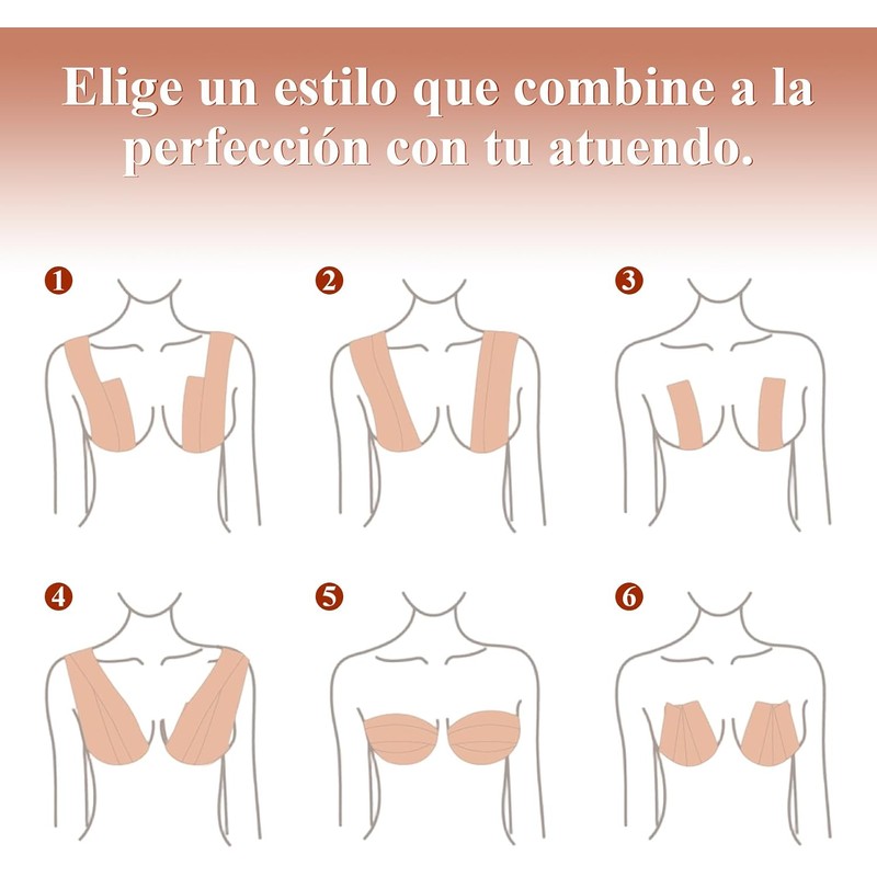 2 Rollos Cinta para Busto 5m*5cm y 4 Pares Pezoneras