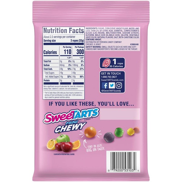 SweeTARTS Soft and Chewy Ropes, Cherry Punch, 3 Ounces (Pack of 12)