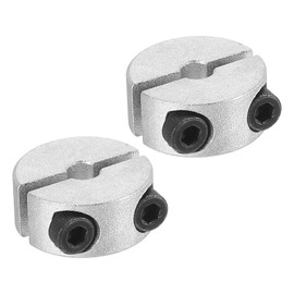 PATIKIL Split Adjustment Rings 4 mm Boring 18 mm OD 8 mm Thickness, Pack of 2 Aluminium Alloy Depth Stop Rings Clamp with Grub Screw for the Mechanical Engineering Industry, Silver