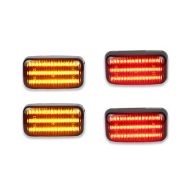 ZDEERAOTO Amber&Red LED Front & Rear Fender Side Marker Lights Kit for Chevy Silverado GMC Sierra 2500HD 3500HD Dually Bed Fender Side Markers 2015-2023,Smoked Lens Side Bumper Marker Lamps (B STYLE)